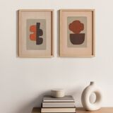 Paintings on old paper - abstract paintings signed Eawy