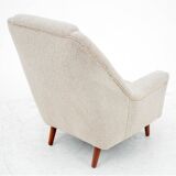 Beige bouclé armchair, danish design, 1960s