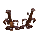 Pair of old wrought iron chenets