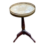Tripod marble guéridon in gilded Louis XVI style.