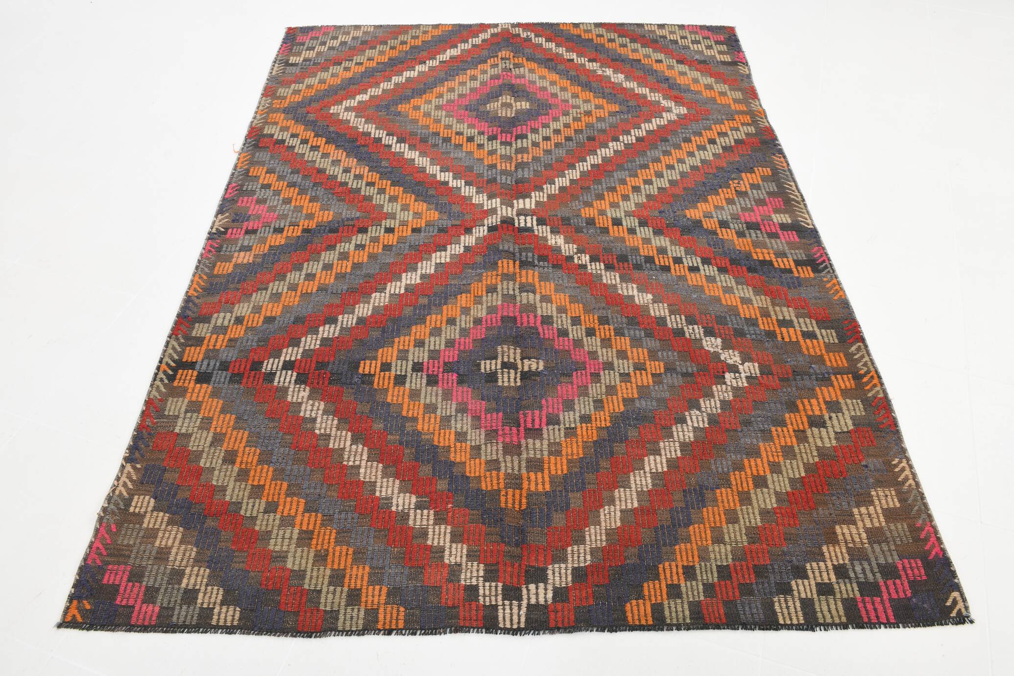 5x7 Red & Brown Tribal Vintage Kilim Rug, 171x251Cm