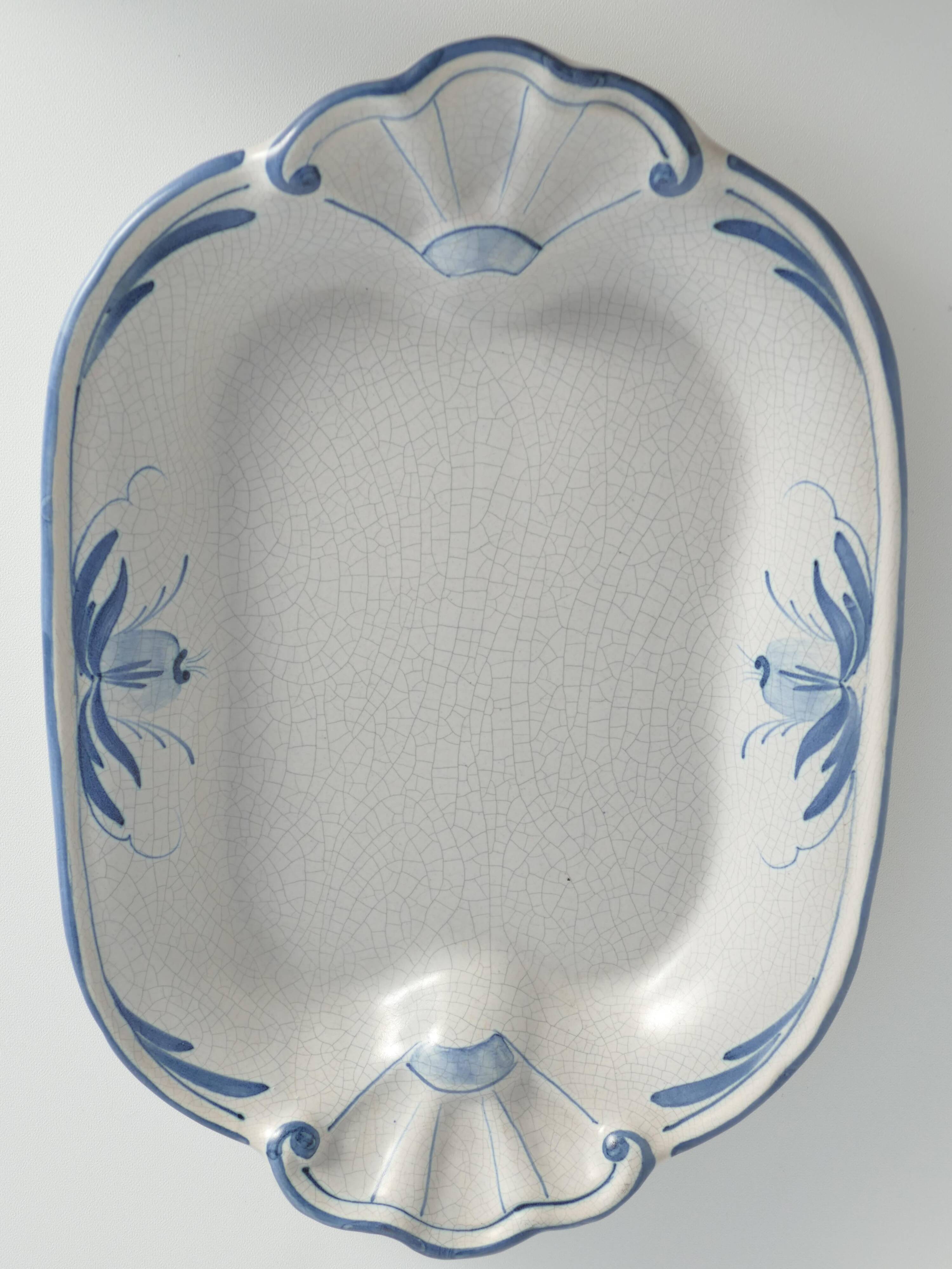 Art Deco French Blue Floral Decor Plate by Allan Eberling, Bo Fajans