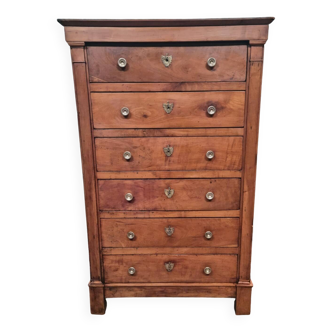 Chest of drawers in solid blond cherry wood from the Restoration period, 19th century