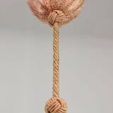 Art Deco Italian Pink Fabric and Brass Globe Pendant Lamp