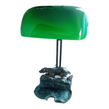 Lampe de banquier avec base chien
