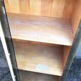 Curved bamboo and blond rattan library