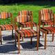 Set of 5 70s designer chairs in beech and orange and brown velvet Self éditeur