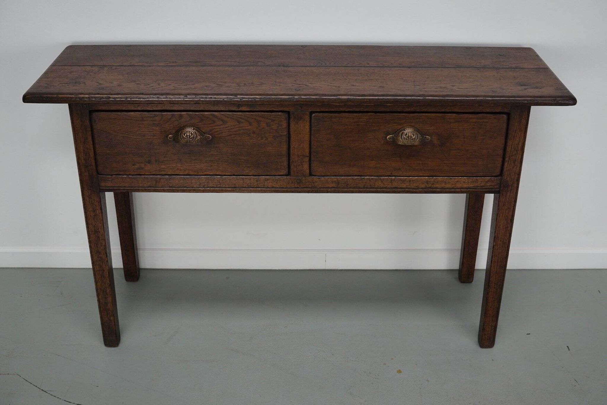 Vintage French rustic farmhouse oak side table, 1950s