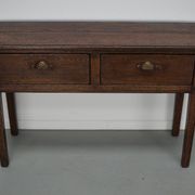 Vintage French rustic farmhouse oak side table, 1950s