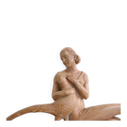 Salvatore Melani – Art Deco woman with pheasant, painted plaster, 1930s