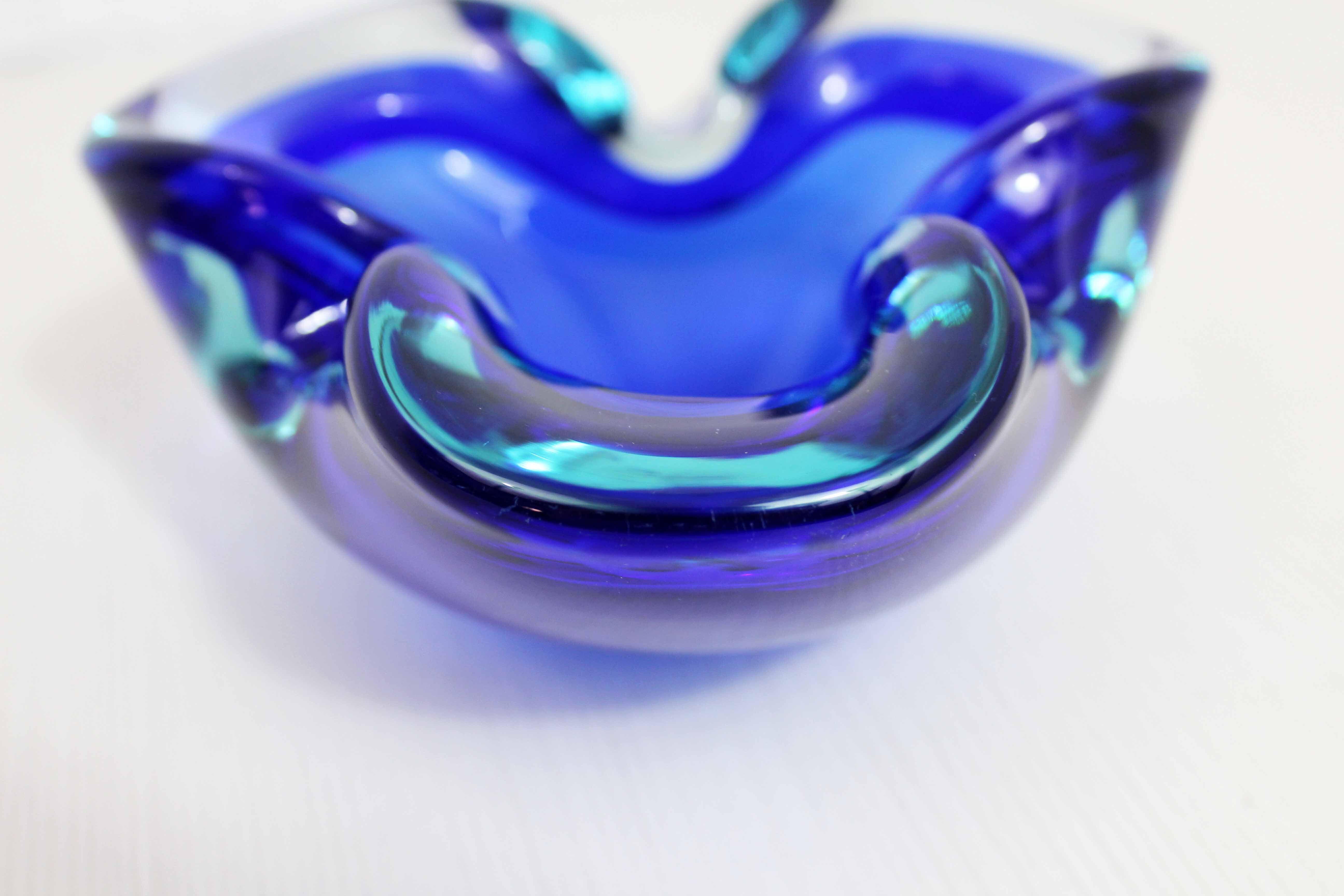 Blue Murano glass ashtray