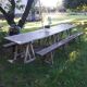 Vintage Guinguette table set with 2 benches