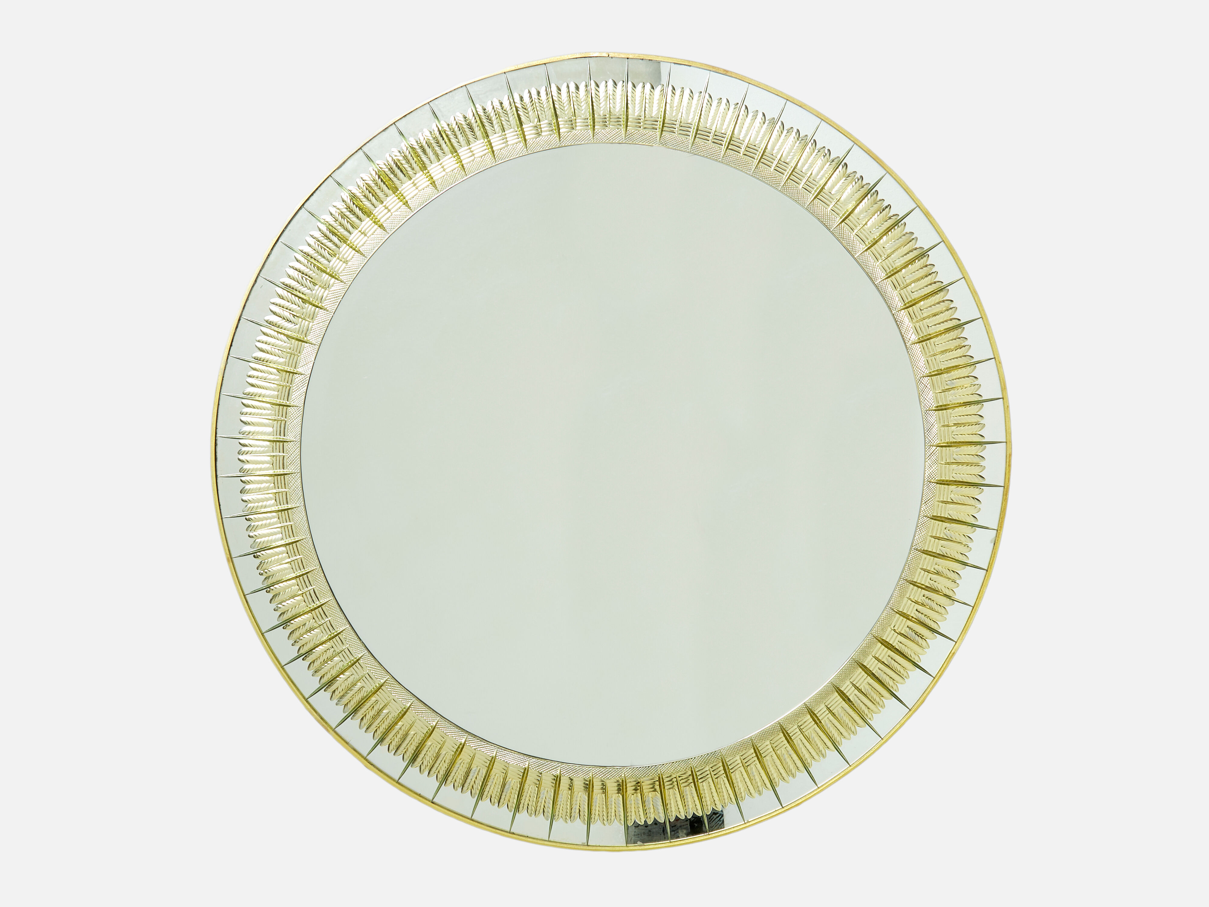 Cristal Arte Italian brass gilded crystal mirror 1960s