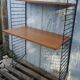 Vintage modular desk shelf in Teak veneer and black metal, Nisse Strinning, 60s