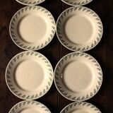 A set of 8 small plates Terre de Fer flowers green Choisy le Roi