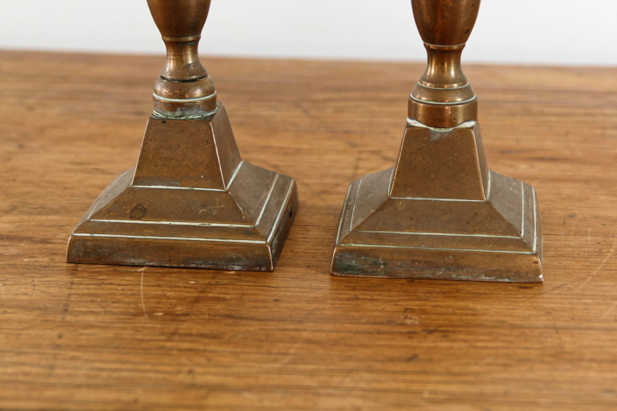 Pair of copper candle holders