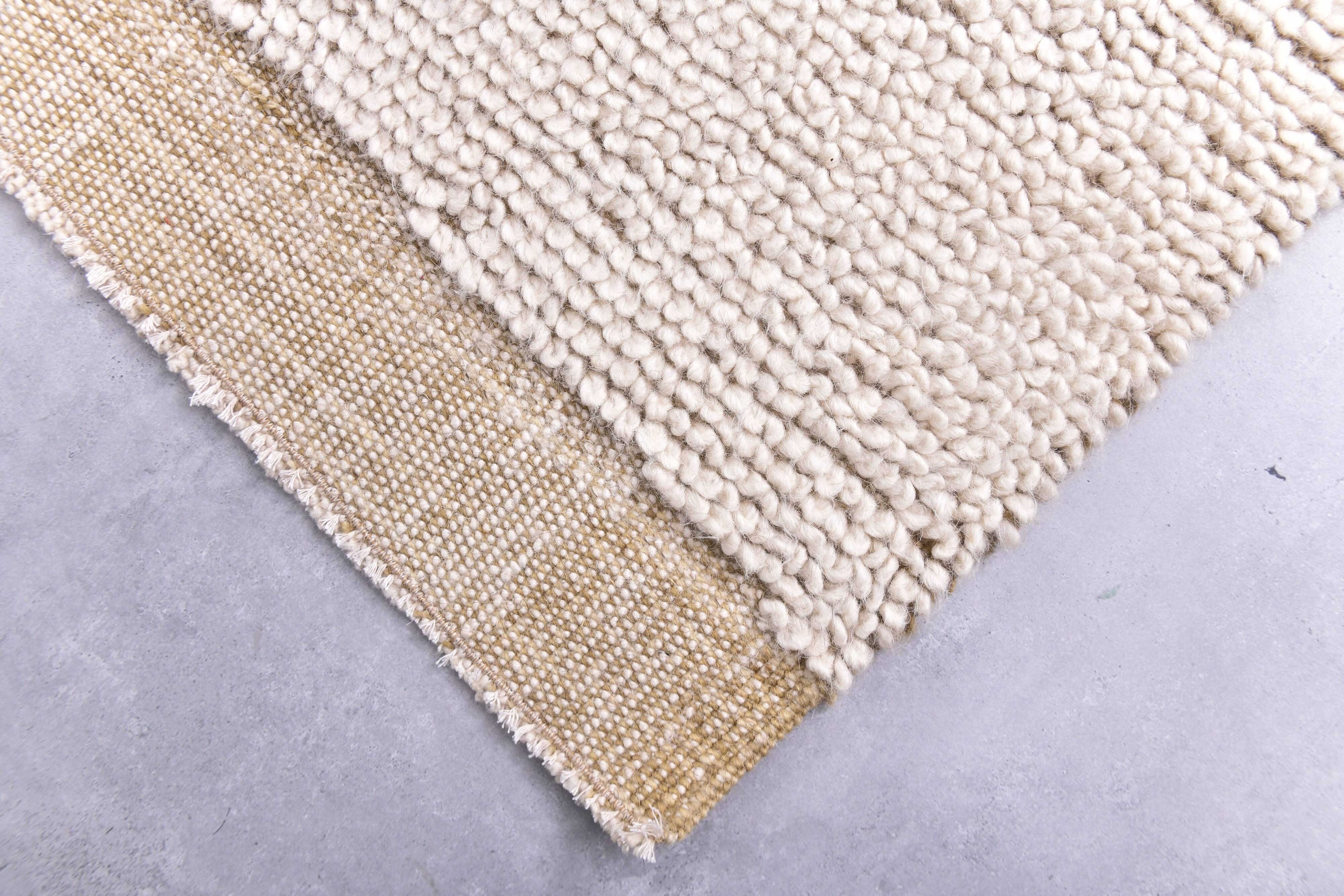 9x10 Mustard Beige Handmade Wool Moroccan Rug, 278x298Cm