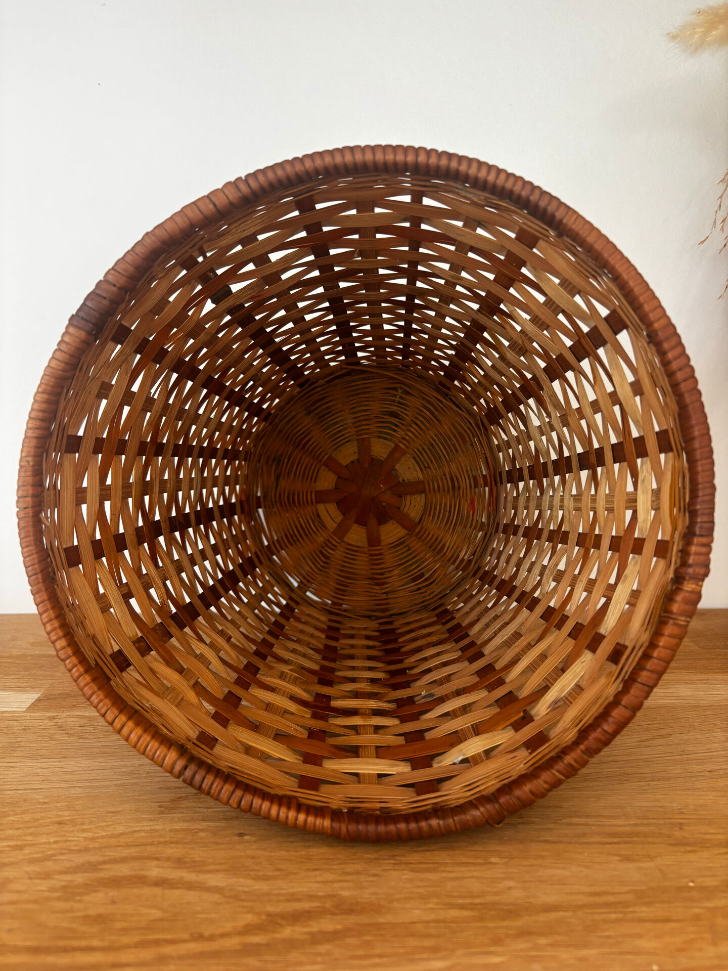 Vintage wicker basket or paper bin