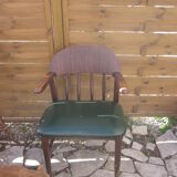 Fauteuil de style Scandinave en skaï vert bouteill