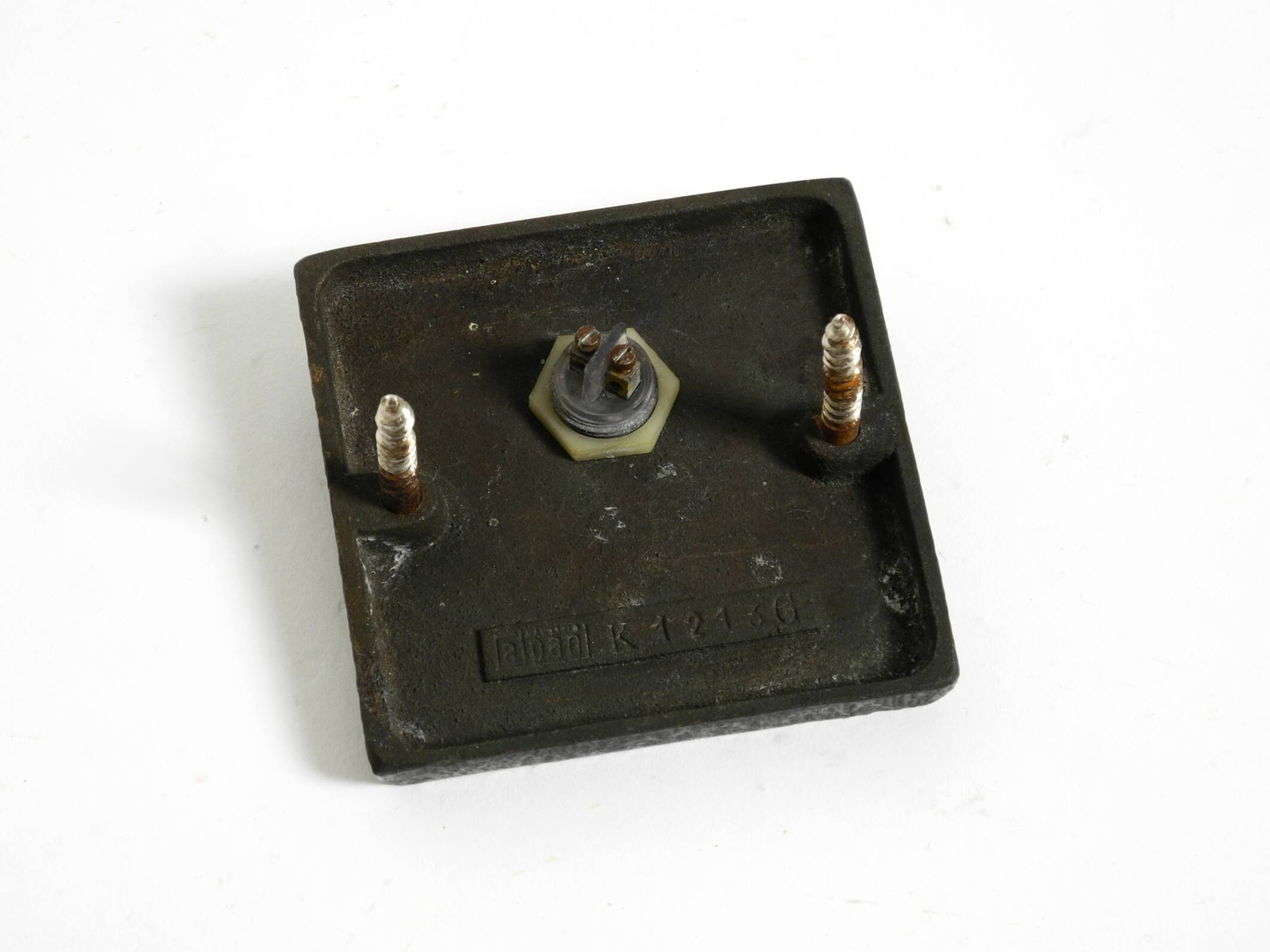 A set of solid 1970s Brutalist pull handles with letter slot and doorbell