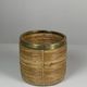 Set of 5 rattan pencil reed and brass plant holder baskets, Italy 1970s