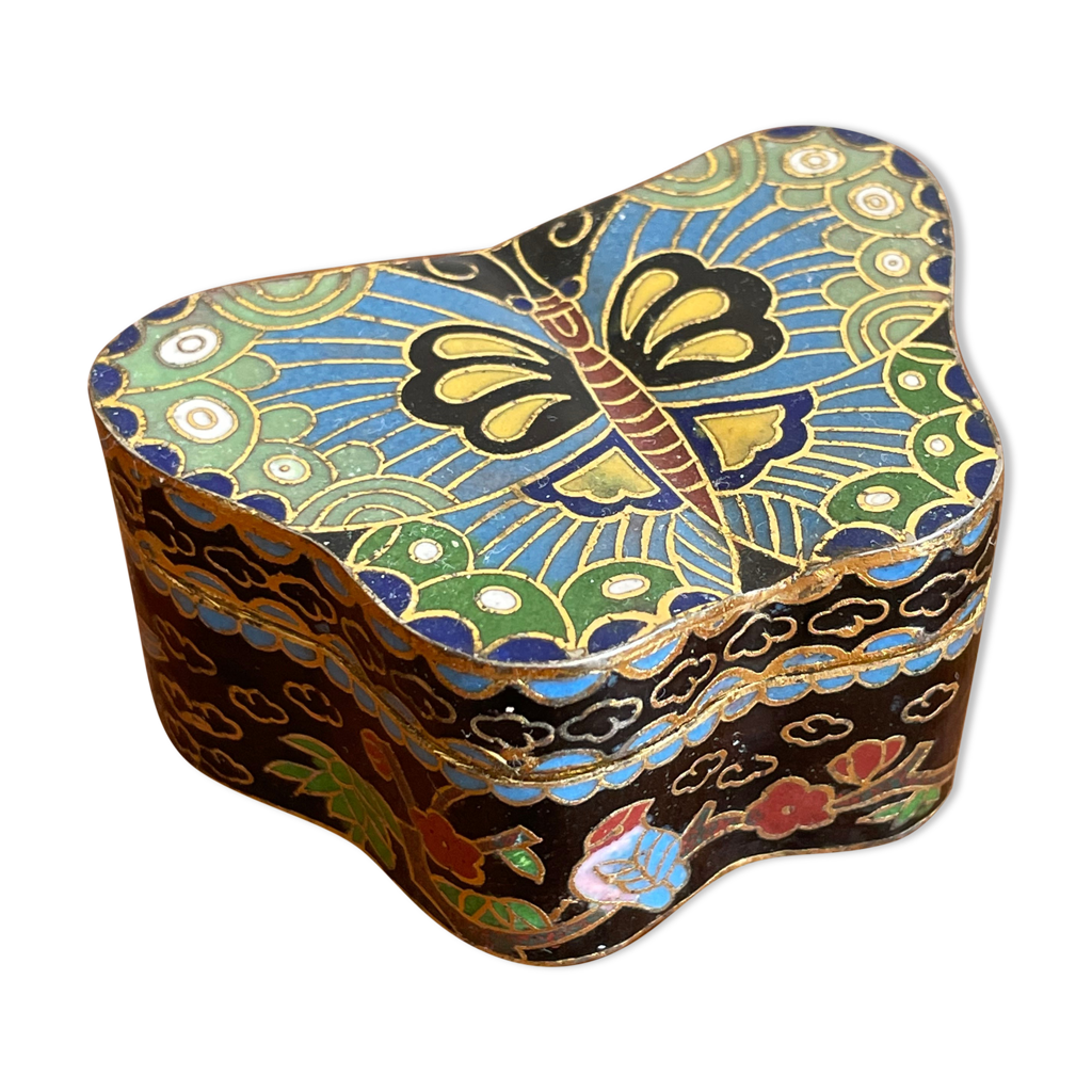 Pendentif Vintage Papillon Fleur En émail Cloisonné – Rouge Et Blanc, Double Face, Style Rétro élégant