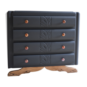 Retro charcoal grey chest of drawers