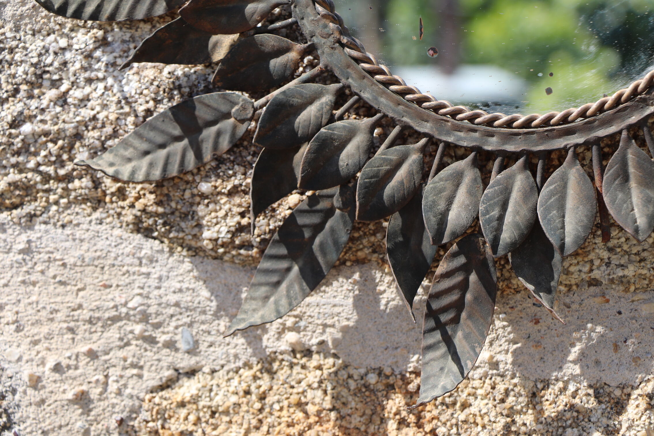 Mirror ancient Sun, leaves, brass, Minori 46cm