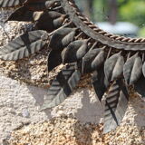 Mirror ancient Sun, leaves, brass, Minori 46cm
