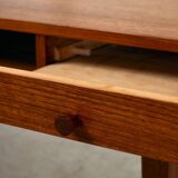 1950s Danish Teak Coffee Table with Drawers and Pull-Out Tray