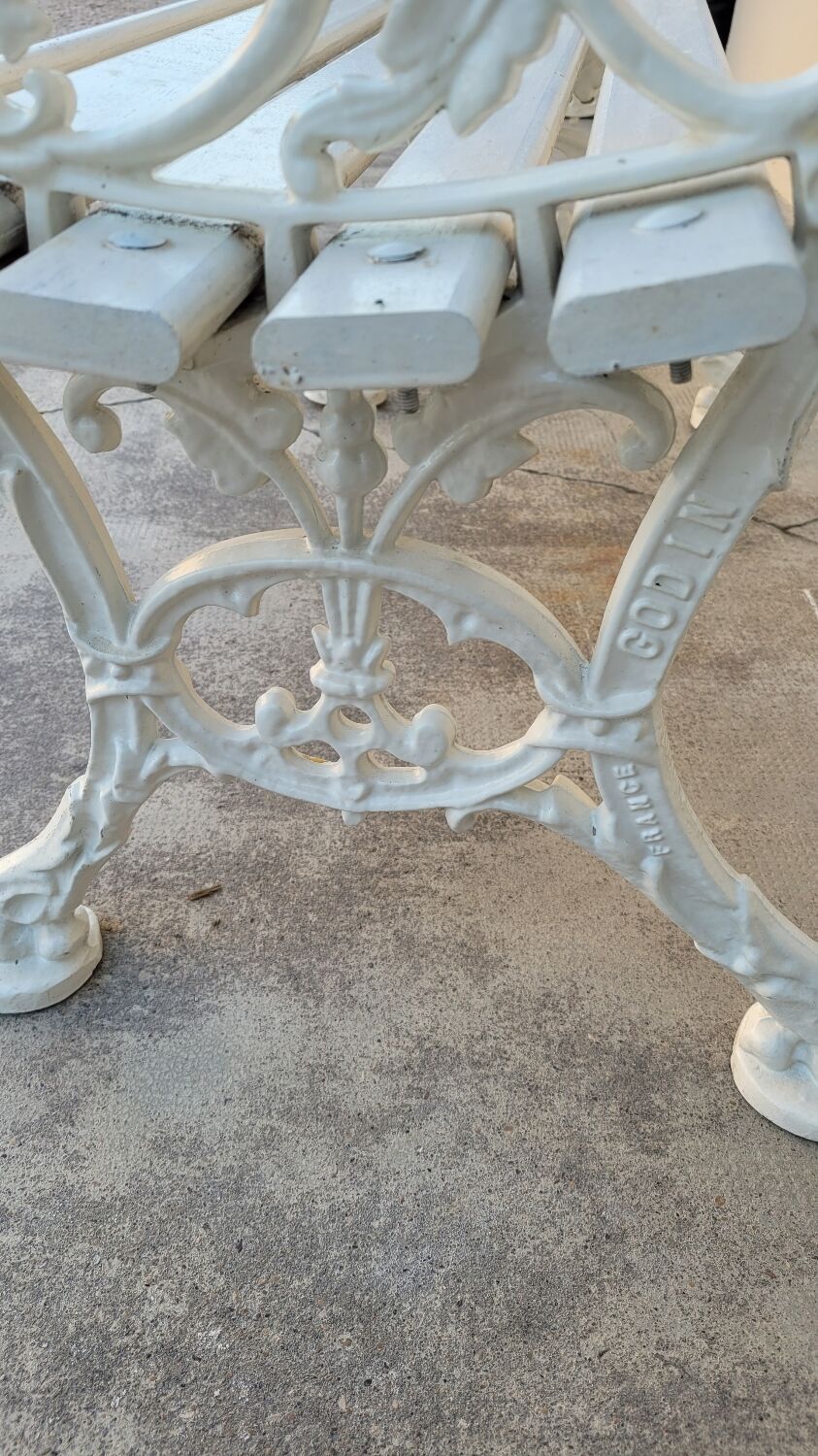 Garden bench signed Godin cast iron bourgeois house