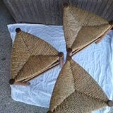 Lot 3 old tripod stool mulched seat and oak structure
