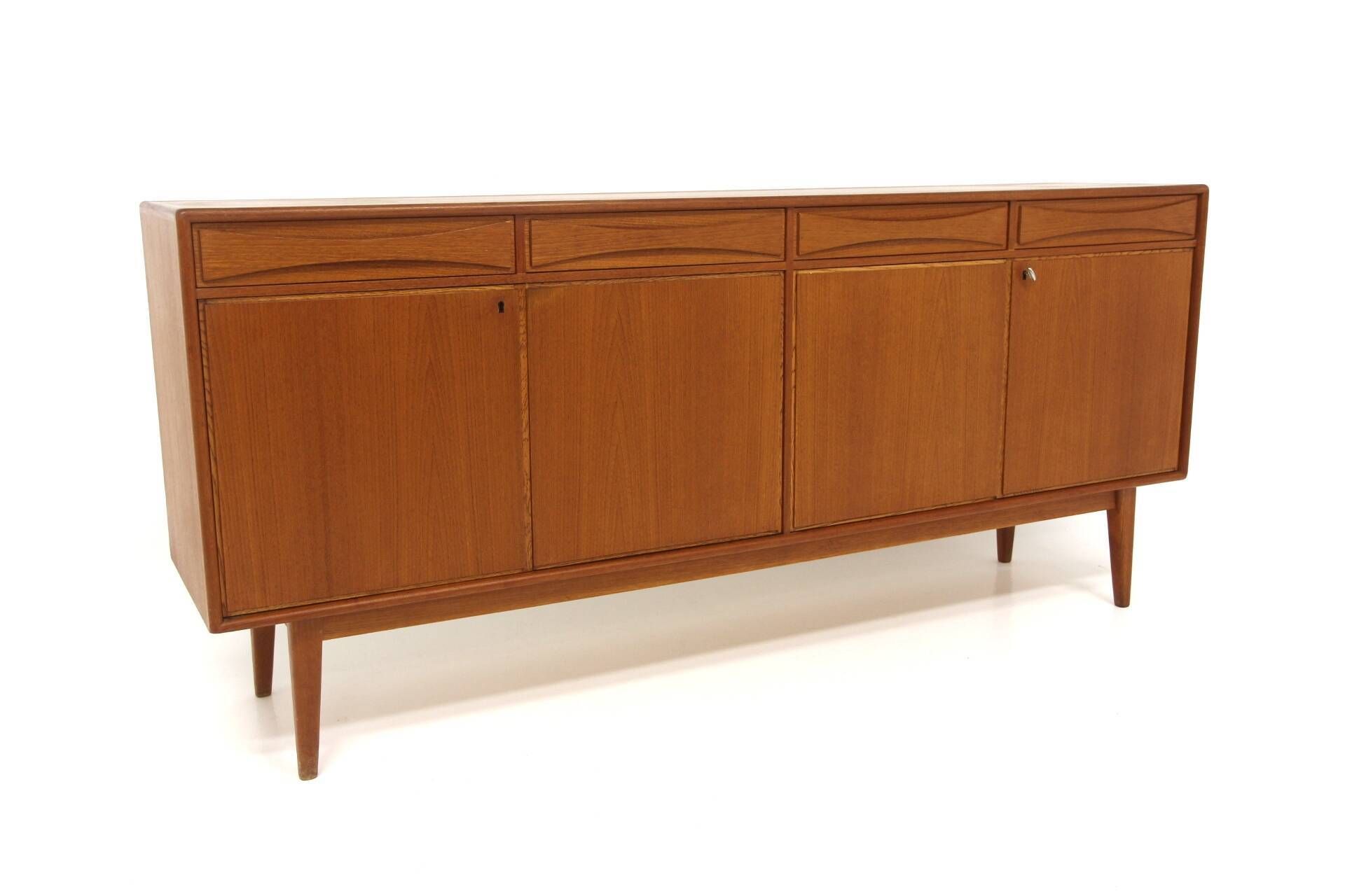 Enfilade scandinave en teck, Möbelfabriken Linden, Horda, Suède, 1960