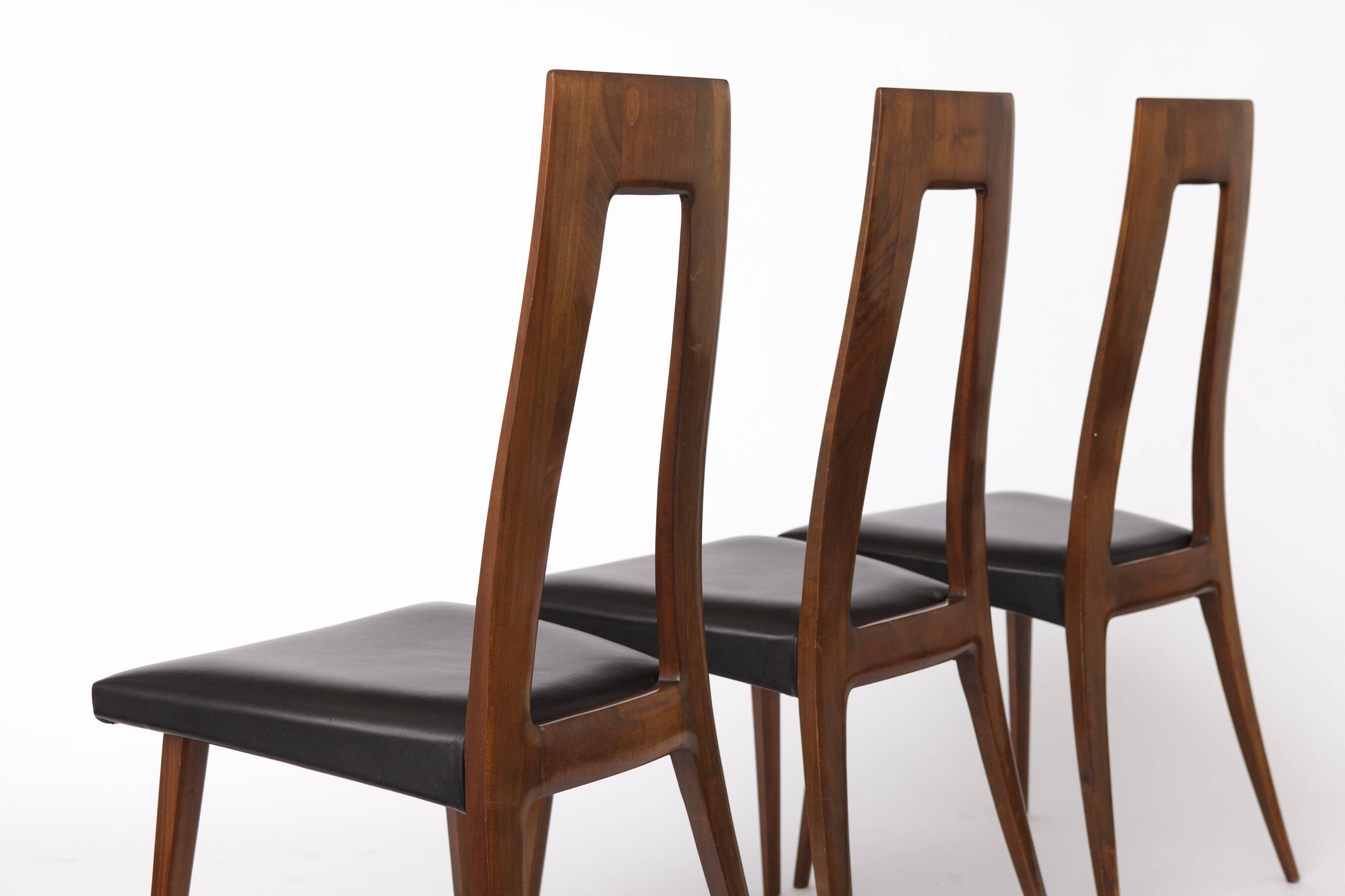 Set of 4 Vintage German Dining Chairs, 1960s, Ernst Martin Dettinger, Veil