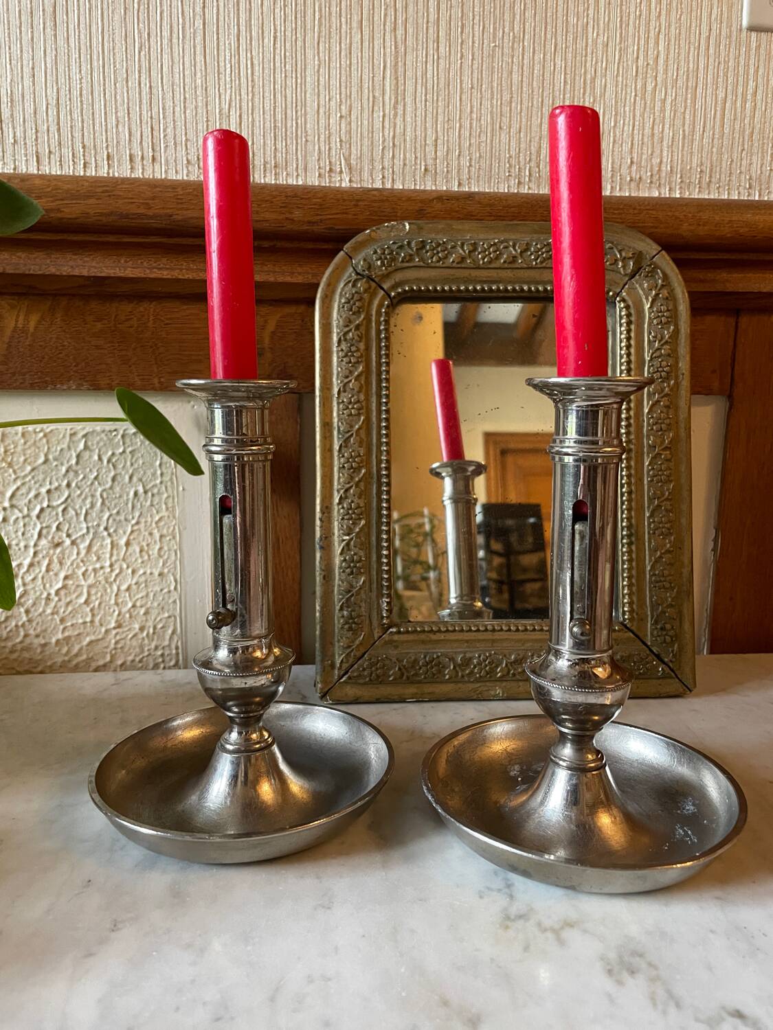 Antique up and down candlesticks