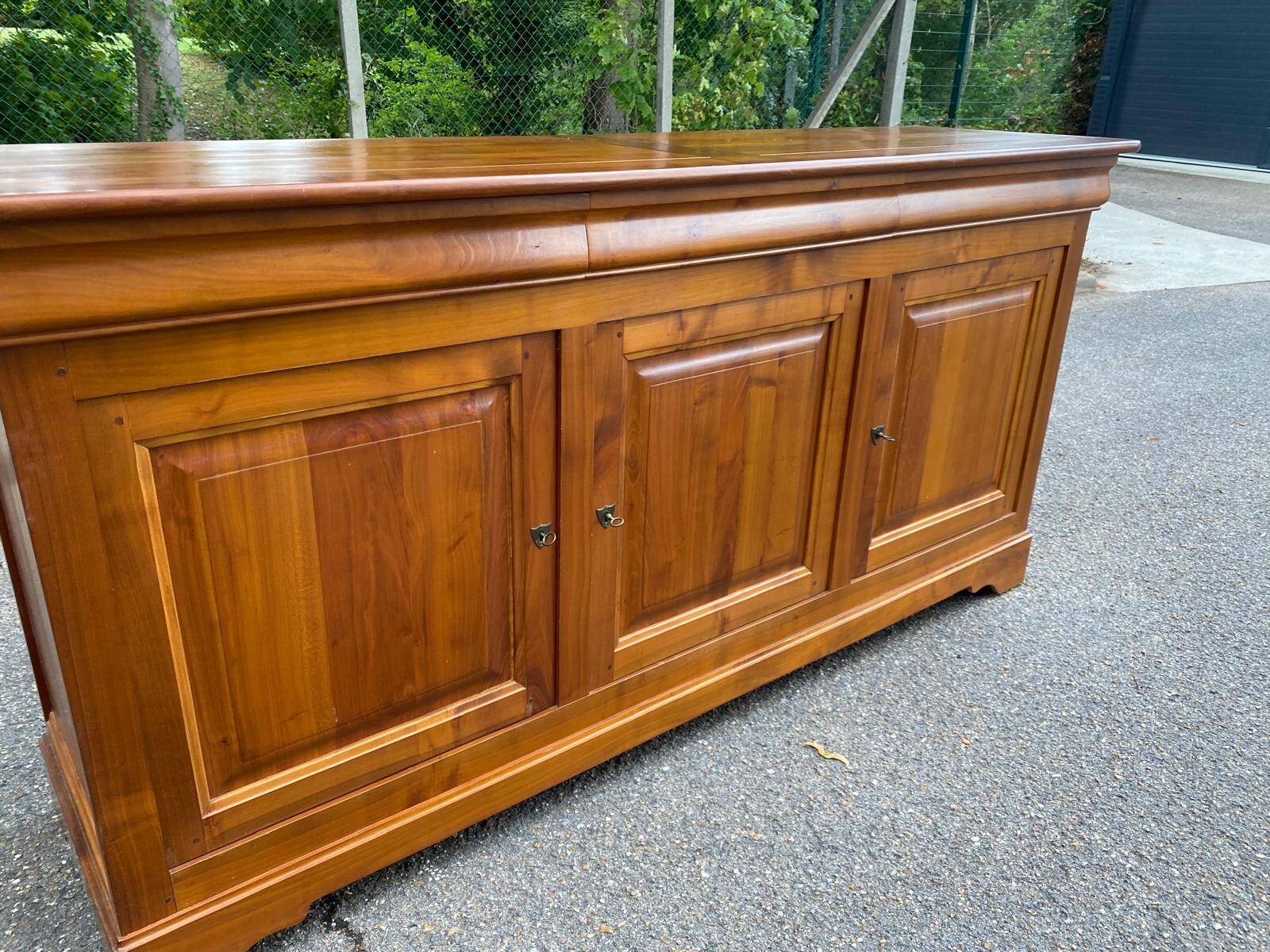 Buffet enfilade merisier massif 3 portes 3 tiroirs Louis Philippe