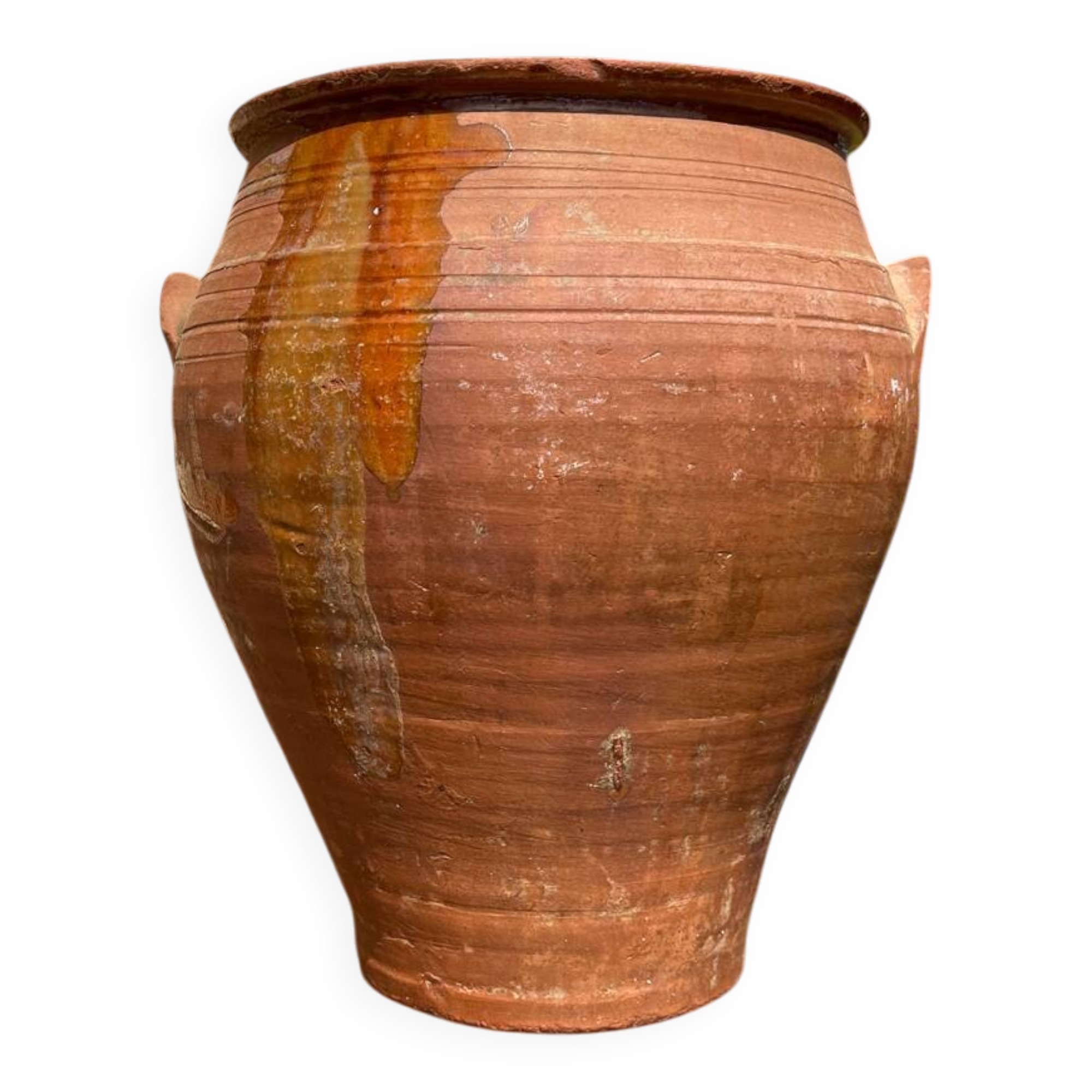 Ancient terracotta pottery jar