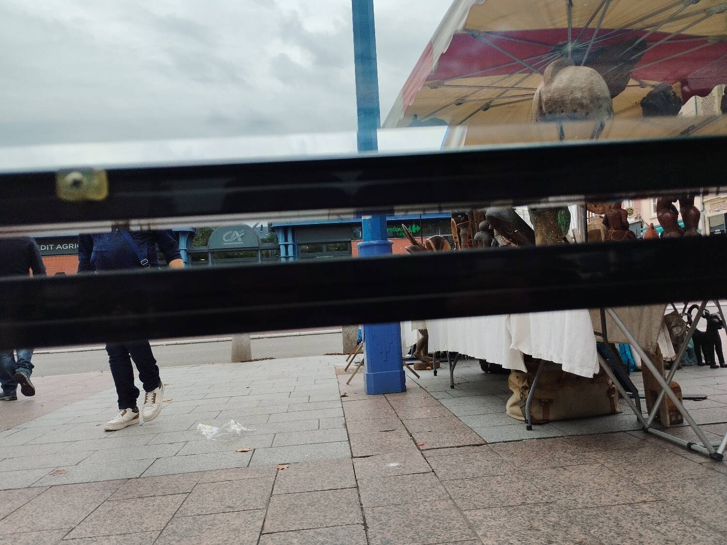 Old console with vintage glass top