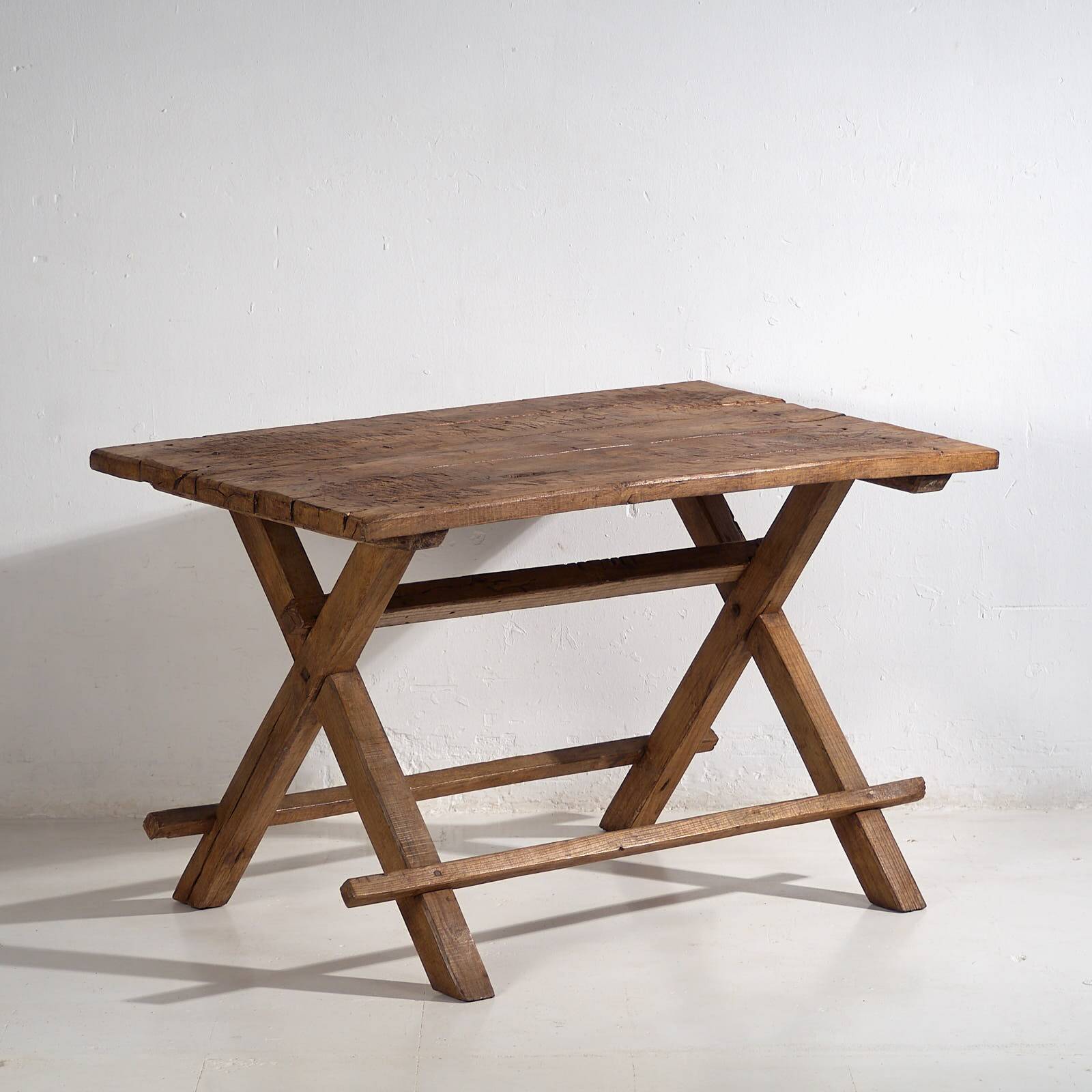 Antique X-shaped dining room table (c.1920) #16