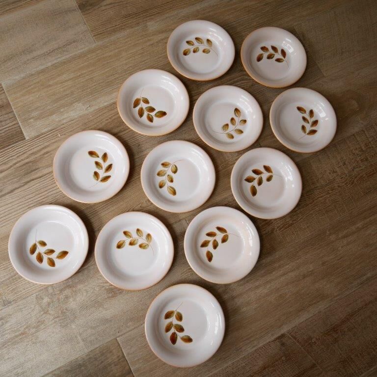 Lot 12 hollow plates in varnished sandstone, Cévennes model of Saint Amand