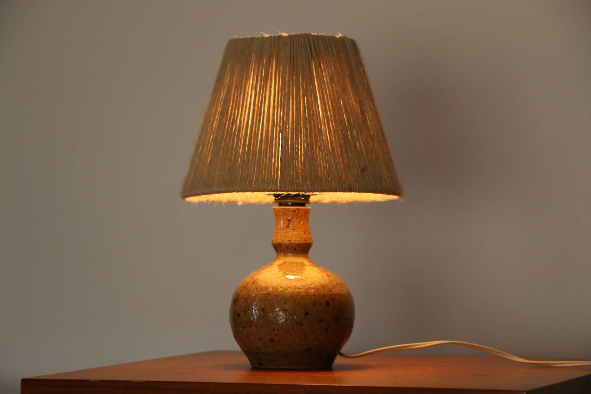 Ceramic lamp base with lampshade