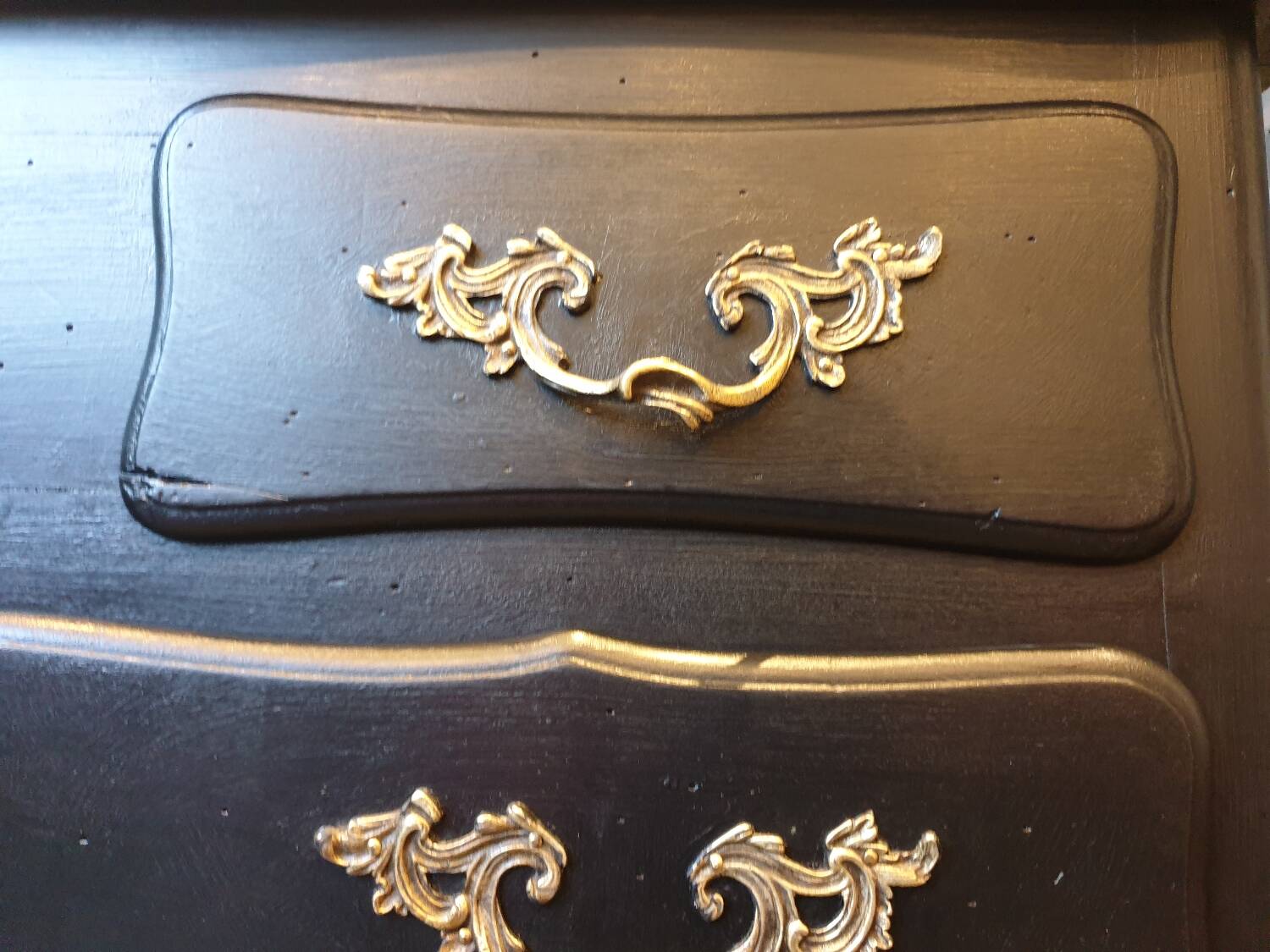 Stamped black Louis XV chest of drawers