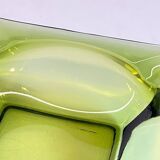 Geometric Glass Ashtray Vintage Green