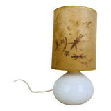 Vintage white ceramic fig lamp, dried flowers, 70s