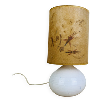 Vintage white ceramic fig lamp, dried flowers, 70s
