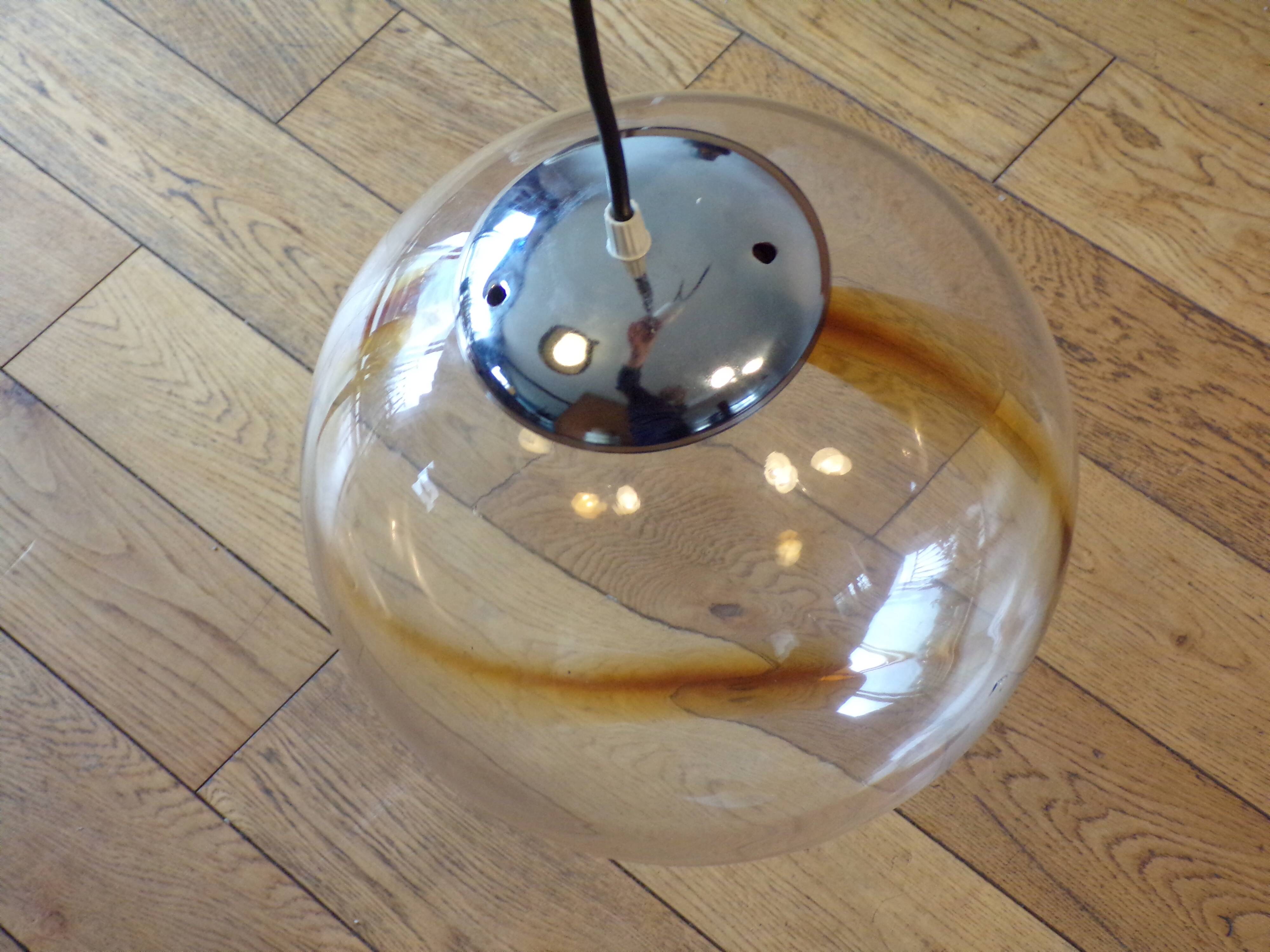 Blown glass globe suspension Ø30cm