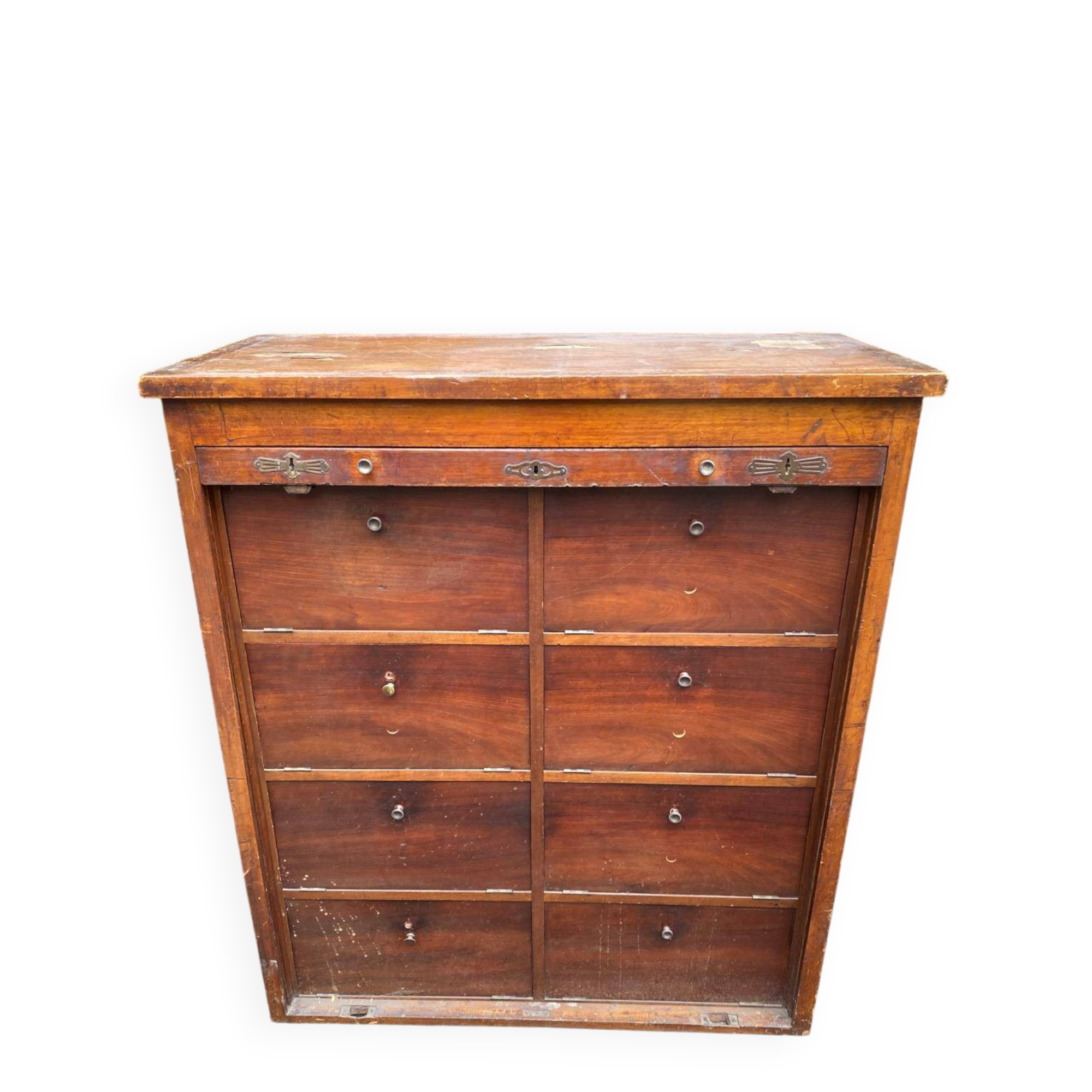 19th century oak notary's folder with curtain