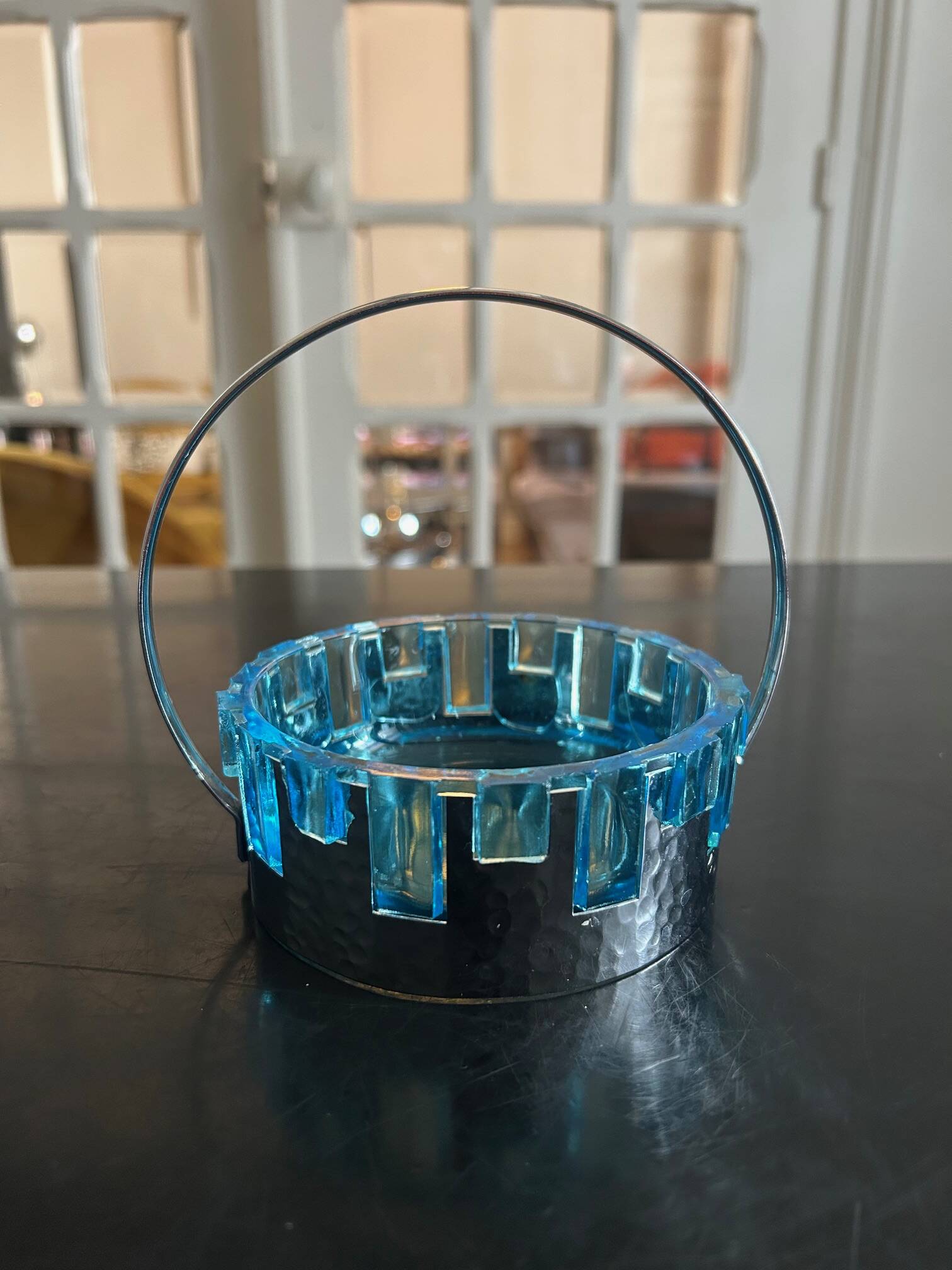 glass and hammered metal pocket emptier