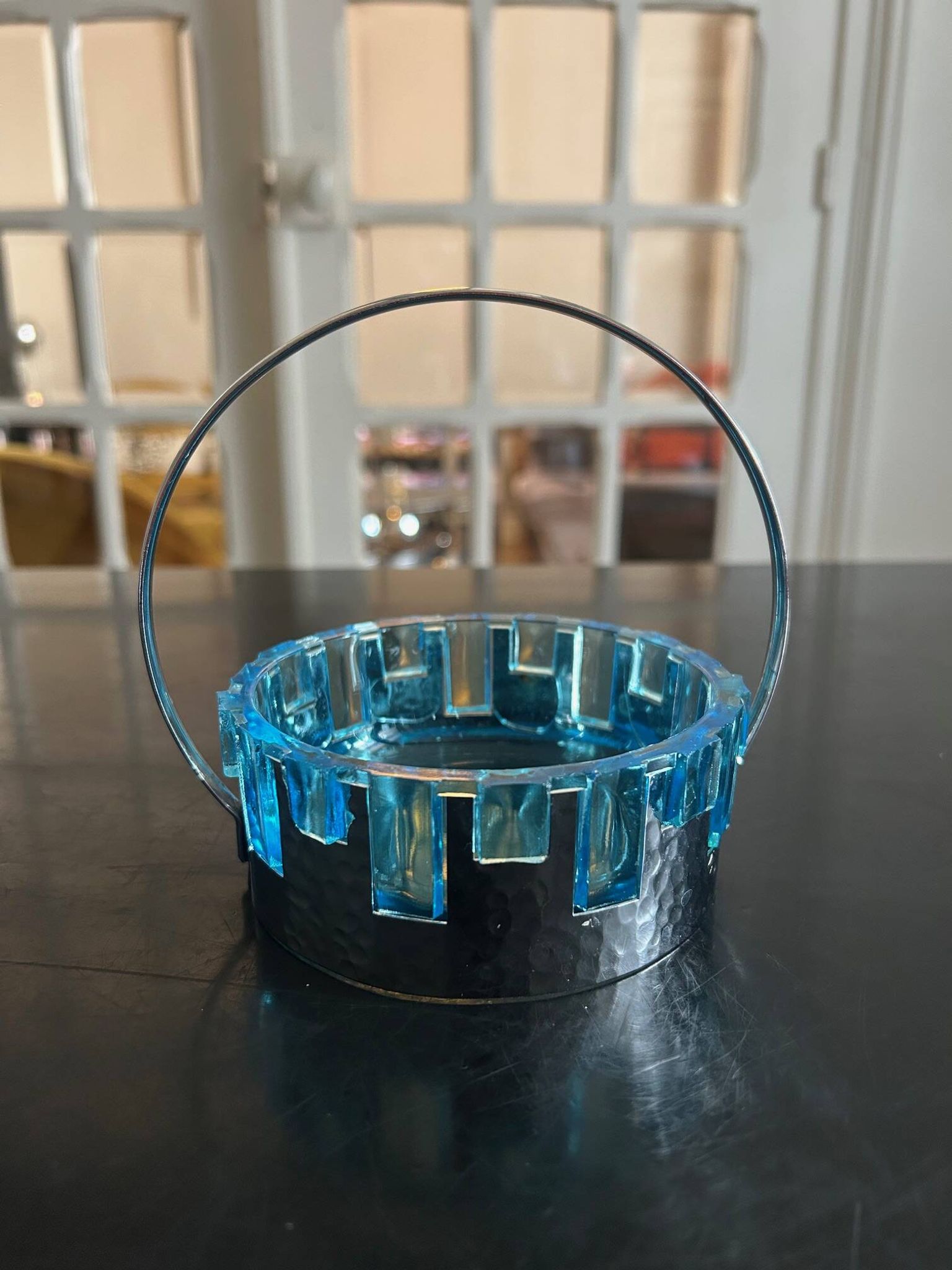 glass and hammered metal pocket emptier