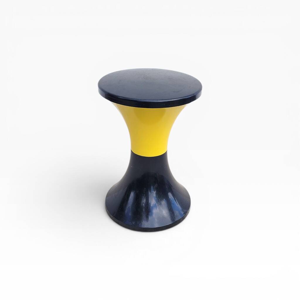 Yellow/black Tam Tam stool branded Massonnet Stamp n/j